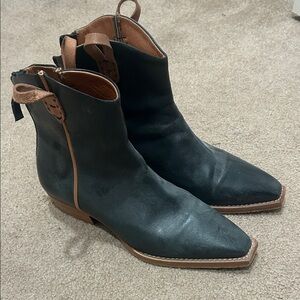 Free People Black and Brown Ankle Booties